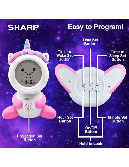 Reloj Despertador Unicornio SHARP con Proyector Luz Nocturna Reloj Despertador Unicornio SHARP con Proyector Luz Nocturna