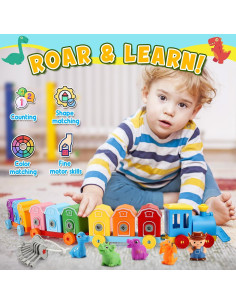 Juguete de Aprendizaje Montessori Tren Dinosaurios IPORUP 32x21cm 2