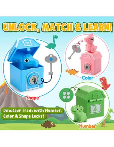 Juguete de Aprendizaje Montessori Tren Dinosaurios IPORUP 32x21cm