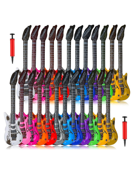 24 Guitarras Inflables Chitidr 91 cm para Fiestas 80s 90s
