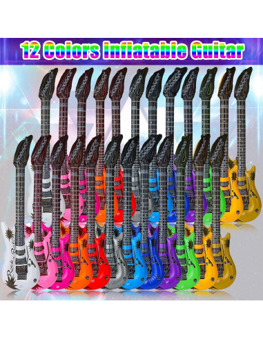 24 Guitarras Inflables Chitidr 91 cm para Fiestas 80s 90s
