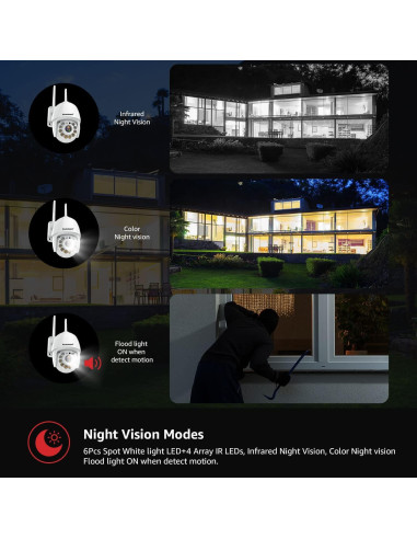 Cámara de Seguridad BOAVISION HD 1080P WiFi 360 Exterior