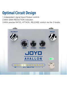 Pedal de Efecto Compresor JOYO R-19 AVALLON para Guitarra y Bajo 2