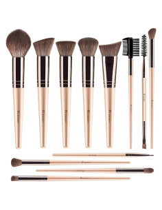 Juego de Brochas de Maquillaje BEAKEY Veganas Suaves 19x9x4.7cm