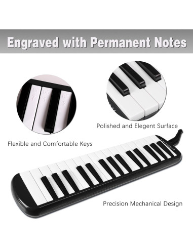 Melódica Soprano YAYUZEST 32 Teclas con Accesorios y Bolsa Negra
