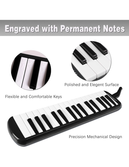 Melódica Soprano YAYUZEST 32 Teclas con Accesorios y Bolsa Negra