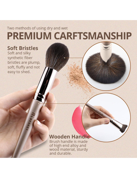 Juego de Brochas de Maquillaje BEAKEY Veganas Suaves 19x9x4.7cm