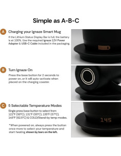 Taza Inteligente Autocalentable Ignaze 311ml - Pantalla LED 2