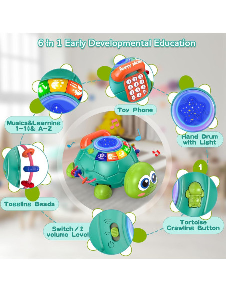 Tortuga Musical para Gatear Meehuan - Juguete Educativo 6-12 Meses