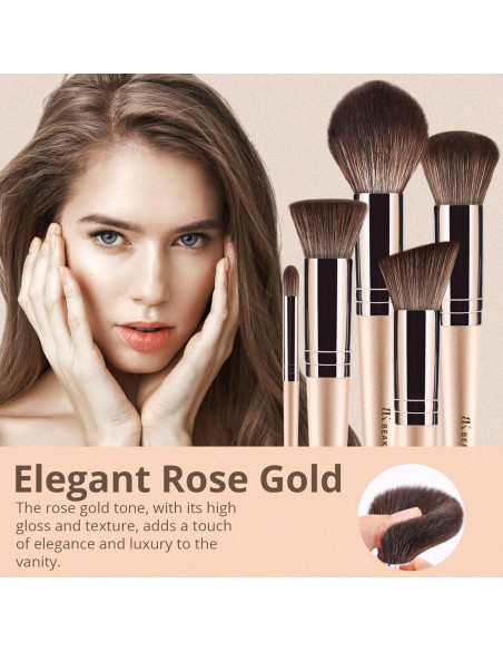 Juego de Brochas de Maquillaje BEAKEY Veganas Suaves 19x9x4.7cm