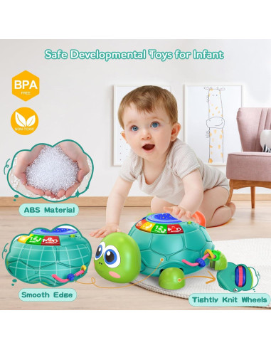 Tortuga Musical para Gatear Meehuan - Juguete Educativo 6-12 Meses