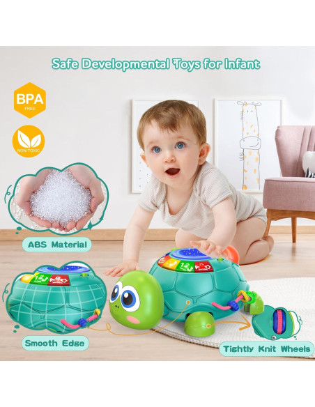 Tortuga Musical para Gatear Meehuan - Juguete Educativo 6-12 Meses