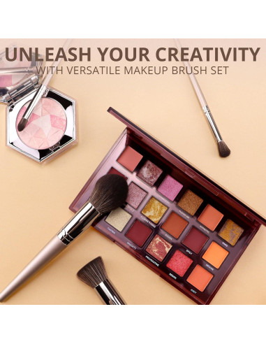 Juego de Brochas de Maquillaje BEAKEY Veganas Suaves 19x9x4.7cm