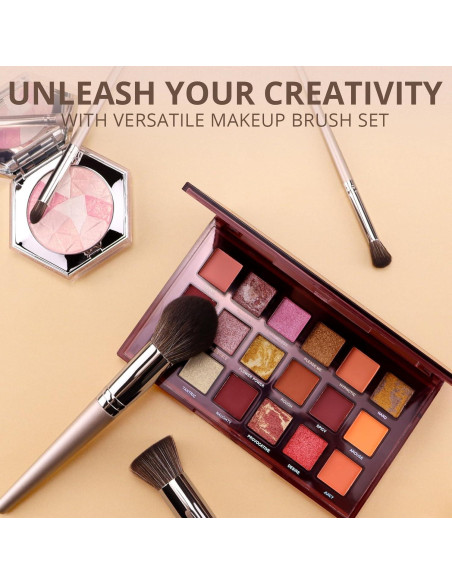 Juego de Brochas de Maquillaje BEAKEY Veganas Suaves 19x9x4.7cm