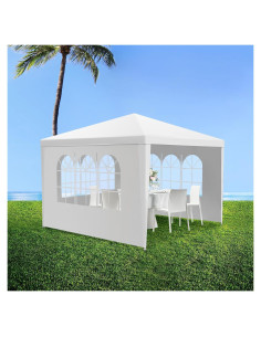 Carpa de Fiesta 10x10 ANTSKU Blanca con 3 Paredes Removibles