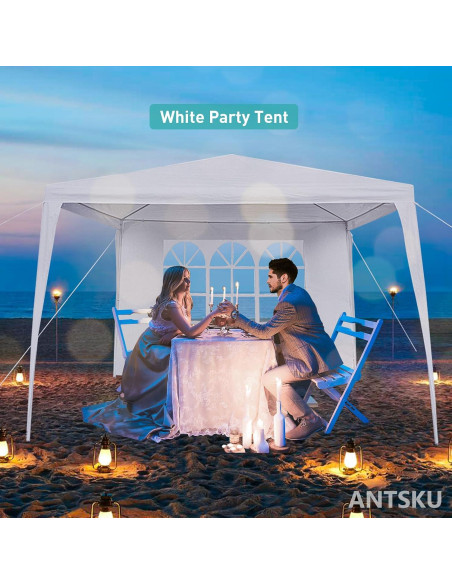 Carpa de Fiesta 10x10 ANTSKU Blanca con 3 Paredes Removibles