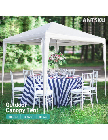 Carpa de Fiesta 10x10 ANTSKU Blanca con 3 Paredes Removibles