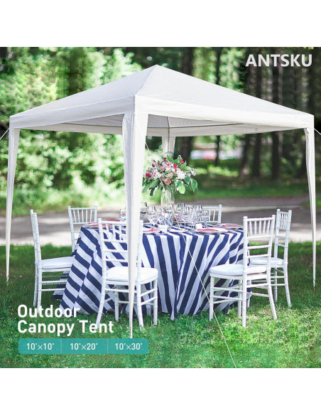 Carpa de Fiesta 10x10 ANTSKU Blanca con 3 Paredes Removibles