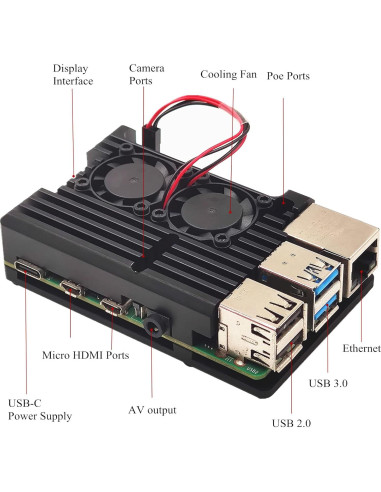 Caja de Metal WEIYIXING para Raspberry Pi 4 con Ventiladores