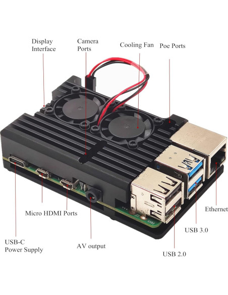 Caja de Metal WEIYIXING para Raspberry Pi 4 con Ventiladores
