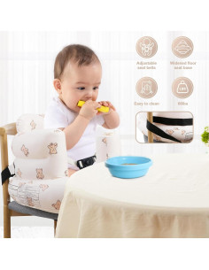 Asiento Inflable para Bebés Marrón Oso con Cinturón 3 Puntos 2