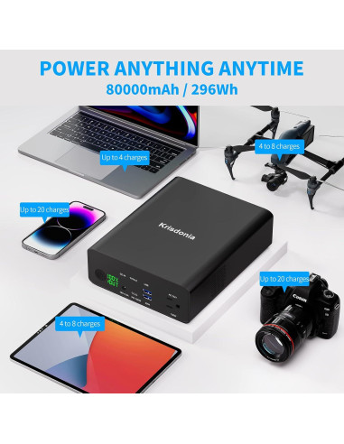 Banco de Energía Krisdonia NJF-K8 80000mAh 130W Carga Rápida
