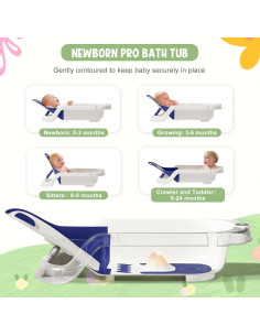 Bañera Reclinable para Bebés LAUJIA Azul 6-36 Meses 2