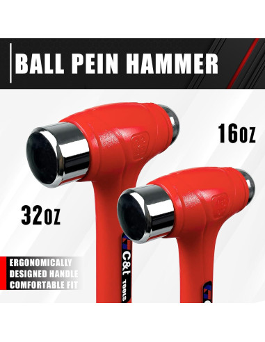 Juego de Martillos C&T 5 Piezas con Mango de Fibra de Vidrio