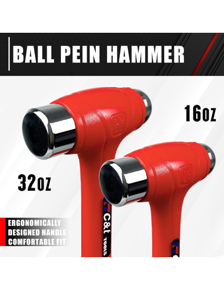 Juego de Martillos C&T 5 Piezas con Mango de Fibra de Vidrio