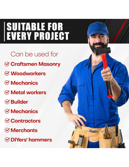 Juego de Martillos C&T 5 Piezas con Mango de Fibra de Vidrio