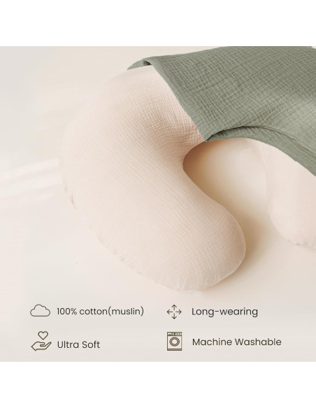Fundas de Almohada de Muselina Konssy - 2 Piezas Suaves para Lactancia