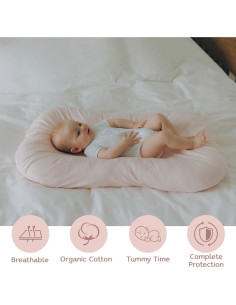 Cuna Aila + Aiden de Algodón Orgánico Rosa - Portátil y Ajustable 2