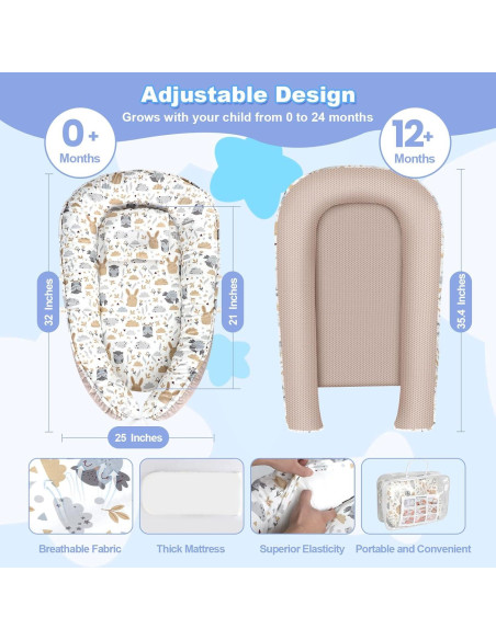 Cojín Portátil para Bebés 0-24 Meses - Nido Viaje Búho