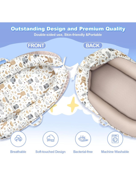 Cojín Portátil para Bebés 0-24 Meses - Nido Viaje Búho