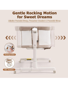 Cuna de Bebé Lateral ONTHEWEI 3 en 1 Ajustable 6 Alturas 2