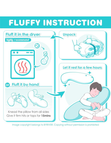 Almohada Corporal BYRIVER 90 cm Dinosaurio Bebé Lavable