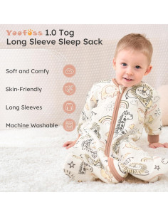 Saco de Sueño para Bebés Yoofoss 0-6 Meses Algodón Orgánico 2