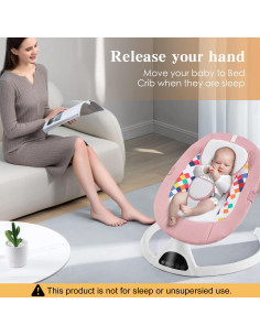 Columpio Eléctrico Portátil Soobaby Rosa Claro con Bluetooth 2