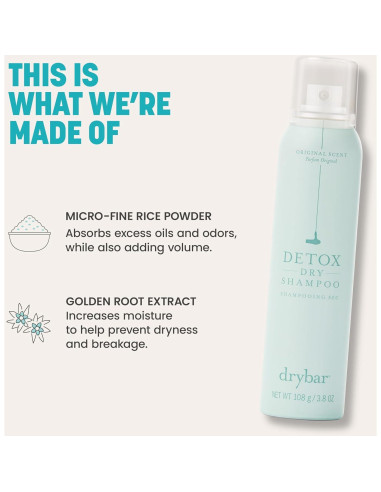 Champú Seco Detox Drybar 39.69g - Absorbe Aceite y Aporta Volumen