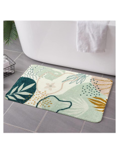 Alfombra de Baño Uphome Moderna Abstracta Verde 50x79cm