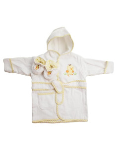 Bata de baño con capucha Spasilk 100% algodón pato blanco