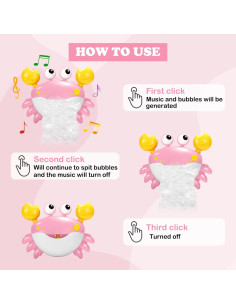 Juguete de Baño Cangrejo YUISTRE Generador de Burbujas Rosa 2