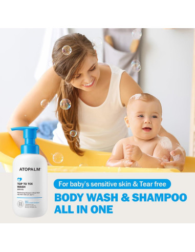 ATOPALM Jabón y Champú para Bebés 2 en 1, 300ml, Hipoalergénico