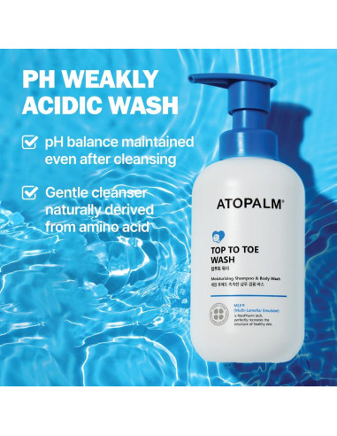ATOPALM Jabón y Champú para Bebés 2 en 1, 300ml, Hipoalergénico