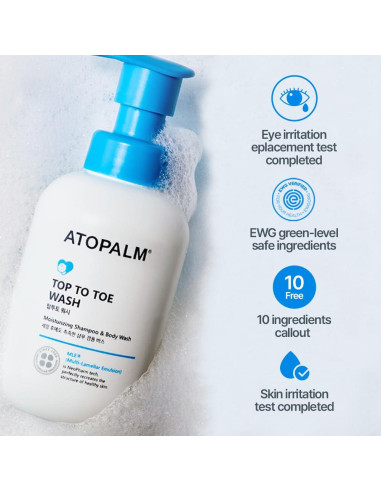 ATOPALM Jabón y Champú para Bebés 2 en 1, 300ml, Hipoalergénico