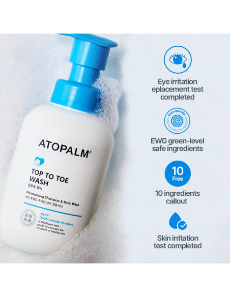 ATOPALM Jabón y Champú para Bebés 2 en 1, 300ml, Hipoalergénico