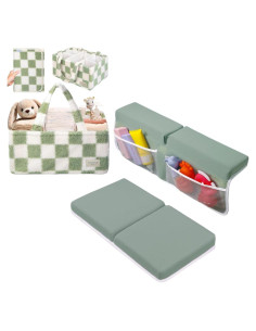 Conjunto Almohadilla Baño Toodly + Cesta Pañales Cuadros