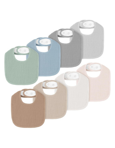 Paquete de 8 Baberos de Muselina Algodón Suave Bebé Azul