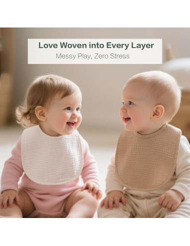 Paquete de 8 Baberos de Muselina Algodón Suave Bebé Azul