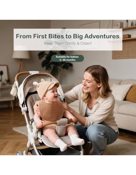 Paquete de 8 Baberos de Muselina Algodón Suave Bebé Azul